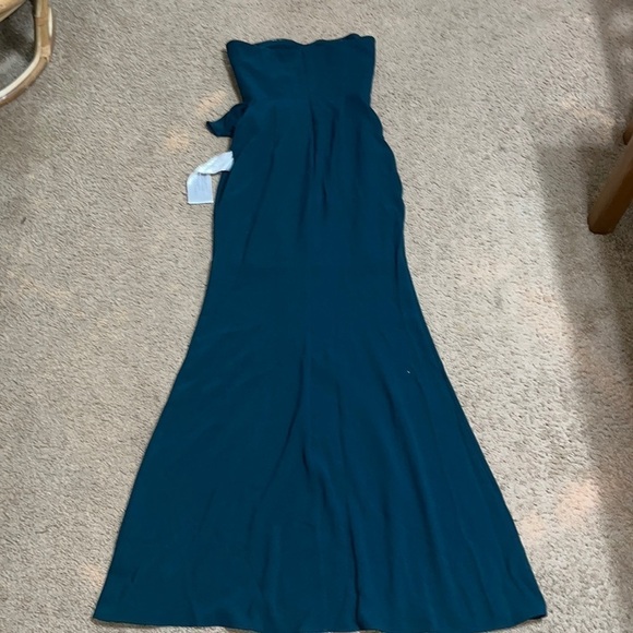 Dress the Population Kai Bustier Asymmetrical Ruffle Drape Gown Pine XS - Picture 9 of 13